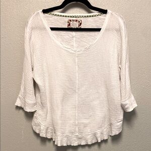 Postmark by Anthropologie 100% Cotton White Boho Blouse: 3487